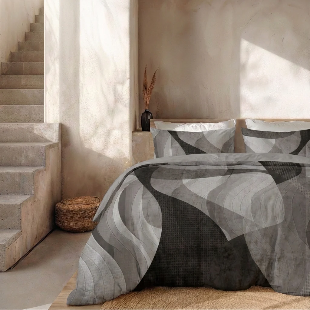 Dekbedovertrek Percale Katoen - Abstract Marble - Grijs