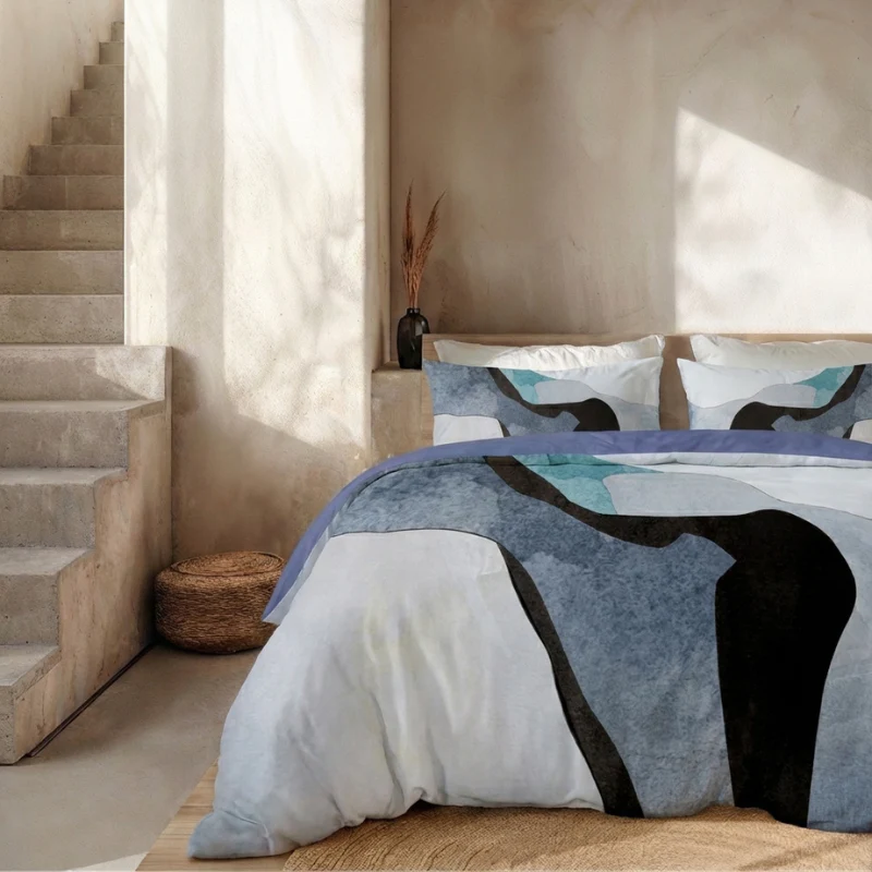 Dekbedovertrek Percale Katoen - Abstract Marble - Blauw