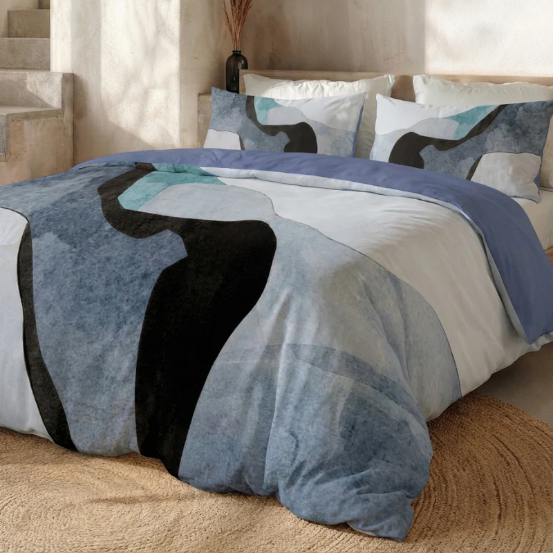 Dekbedovertrek Percale Katoen - Abstract Marble - Blauw - Image 3