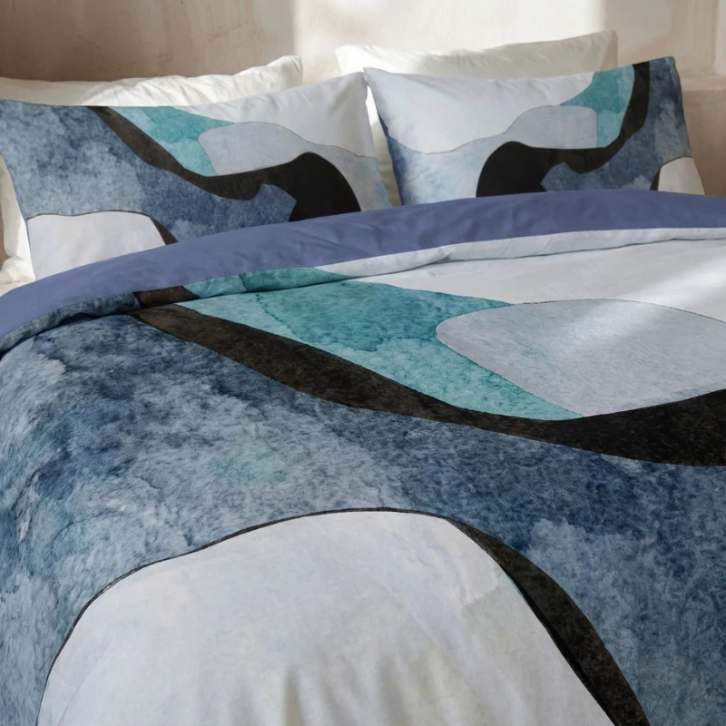 Dekbedovertrek Percale Katoen - Abstract Marble - Blauw - Image 4