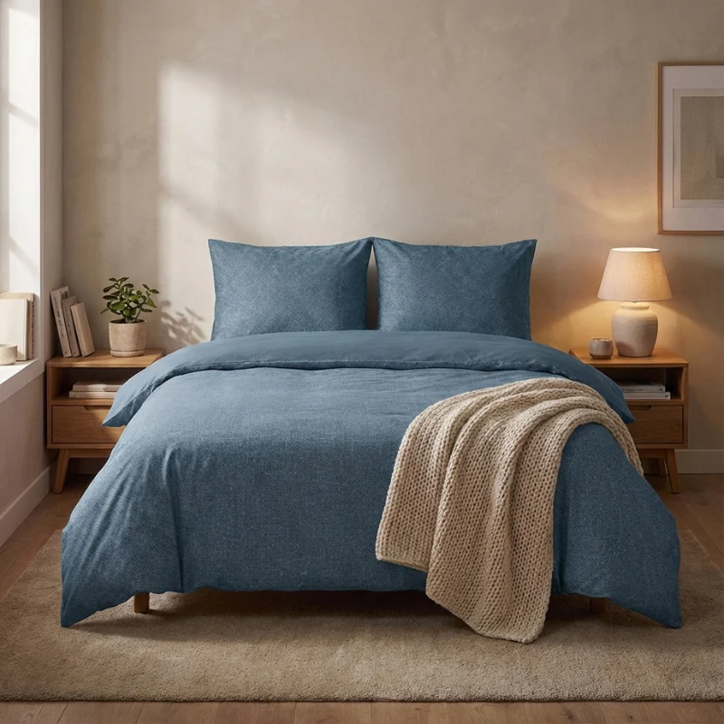 Dekbedovertrek Percale Katoen - Stonewash Blue - Image 3