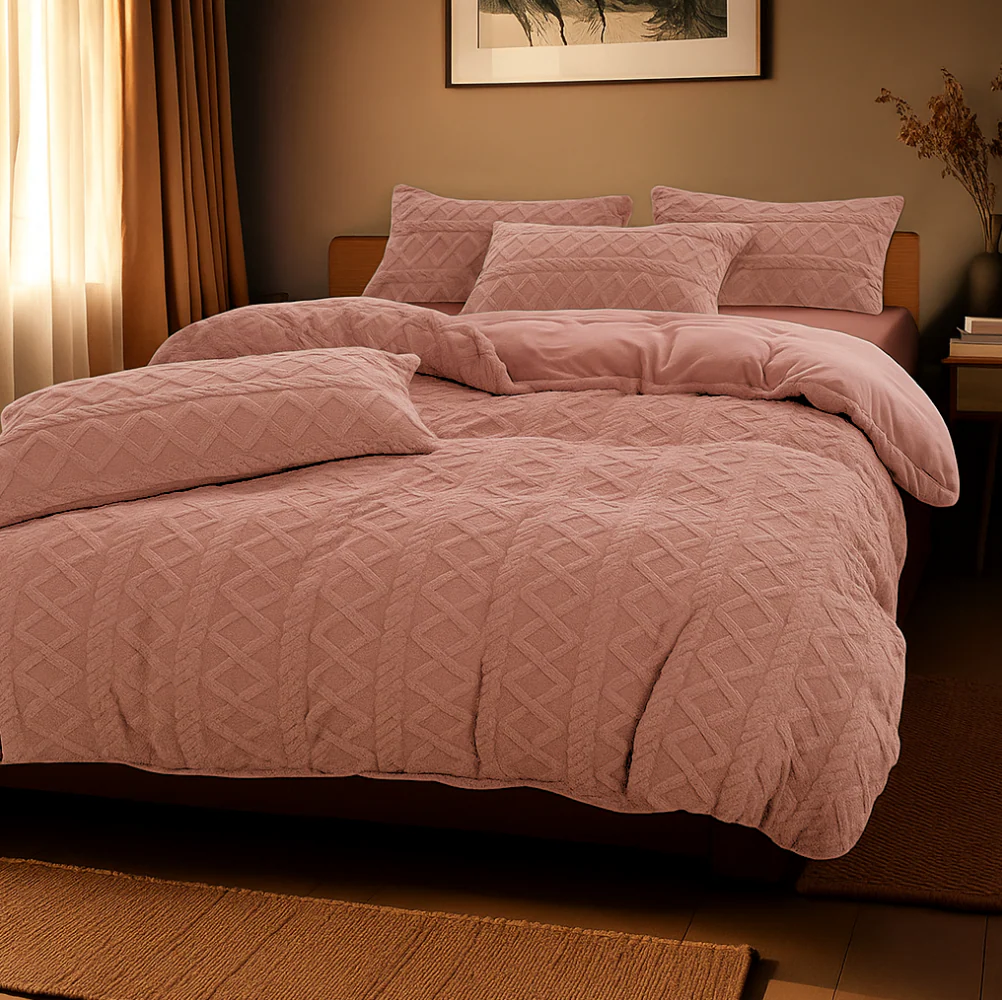 Dekbedovertrek Teddy Jacquard - Roze
