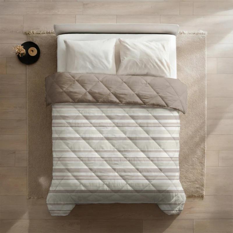 Easy Dekbed Zonder Overtrek - Horizontal Lines - Beige - Image 3