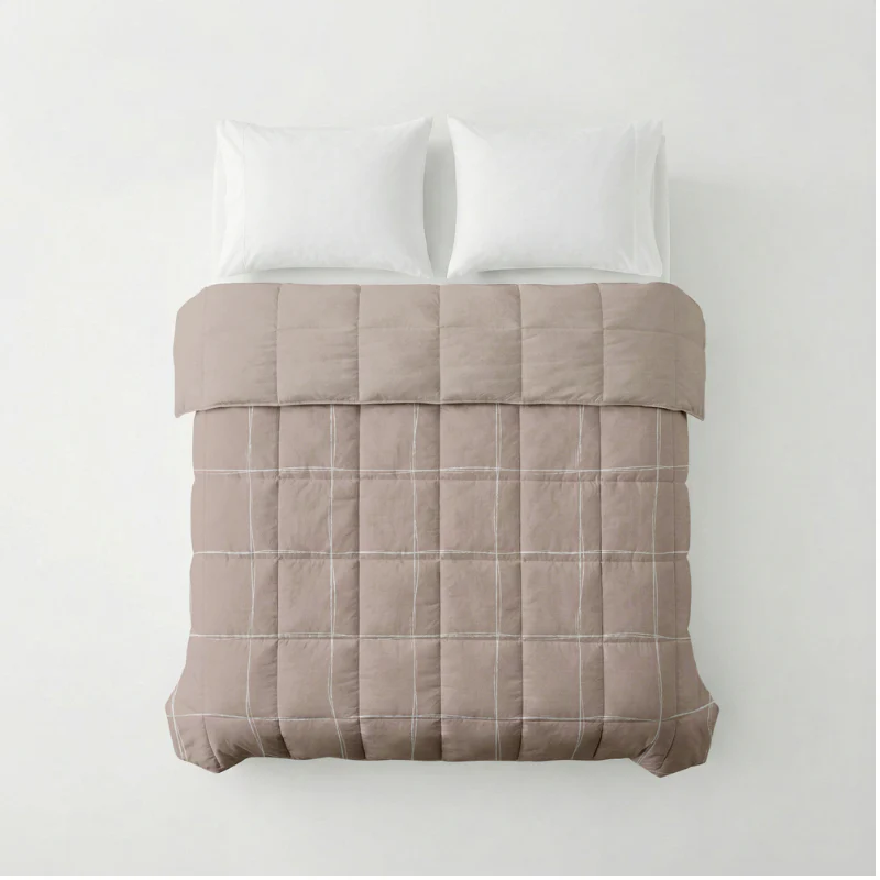 Easy Dekbed Zonder Overtrek - Scribble Squares - Taupe - Image 2