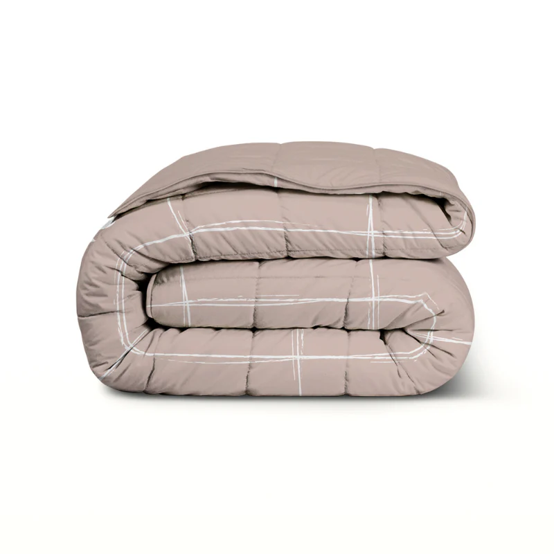 Easy Dekbed Zonder Overtrek - Scribble Squares - Taupe - Image 3