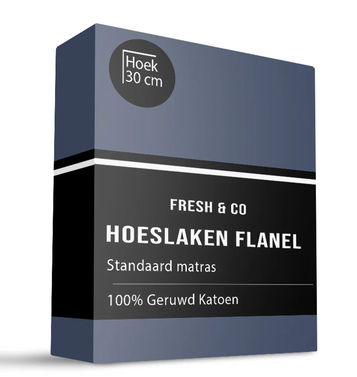Hoeslaken Katoen Flanel - Navy