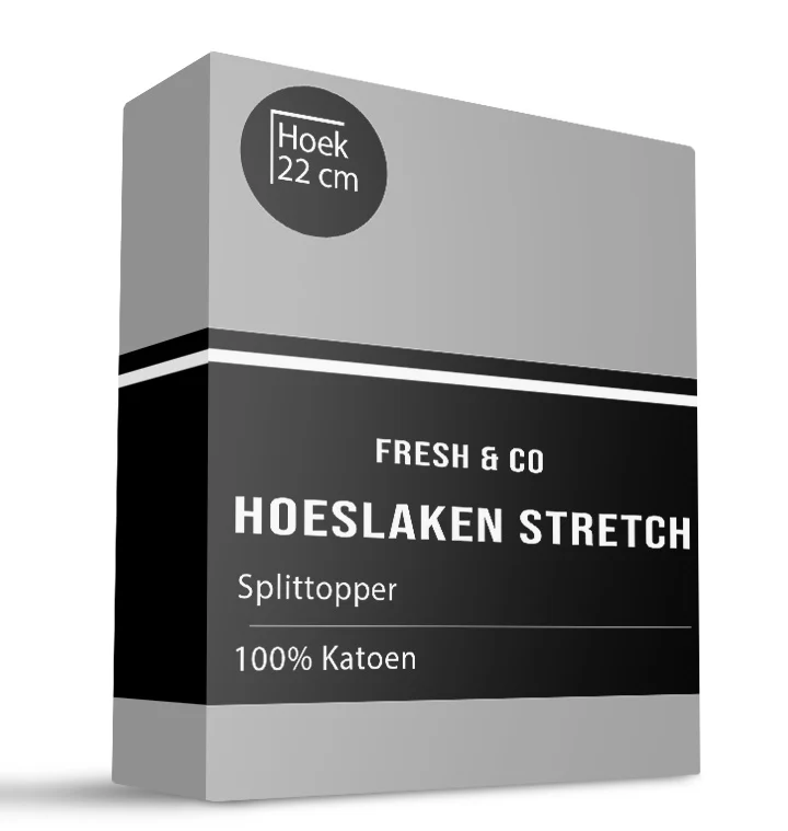 Splittopper Hoeslaken - Katoen Jersey Stretch - Lichtgrijs