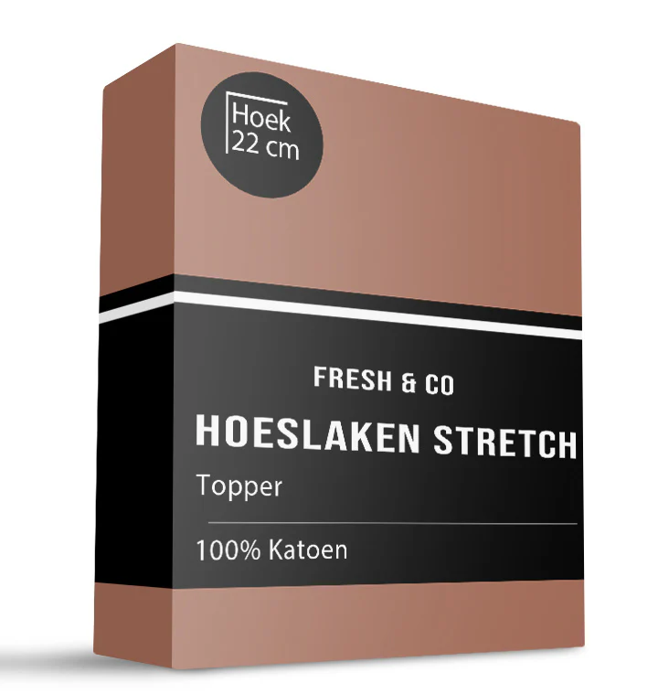 Topper Hoeslaken - Katoen Jersey Stretch - Cognac