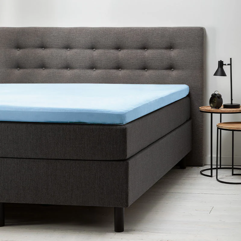 Topper Hoeslaken - Katoen Stretch - Lichtblauw
