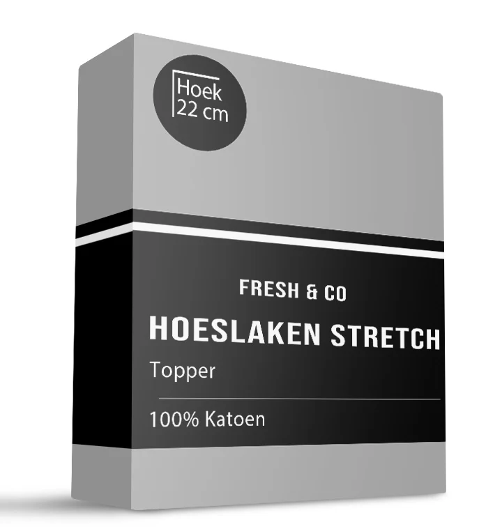 Topper Hoeslaken - Katoen Jersey Stretch - Lichtgrijs