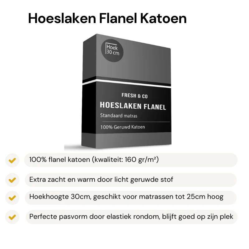 Hoeslaken - Flanel Katoen - Lichtgrijs - Image 3
