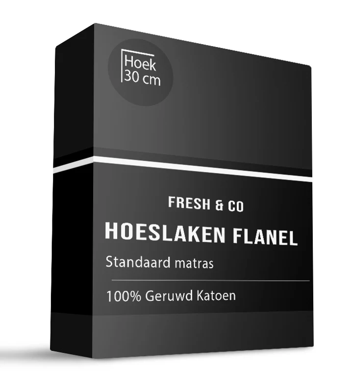 Hoeslaken Katoen Flanel - Zwart