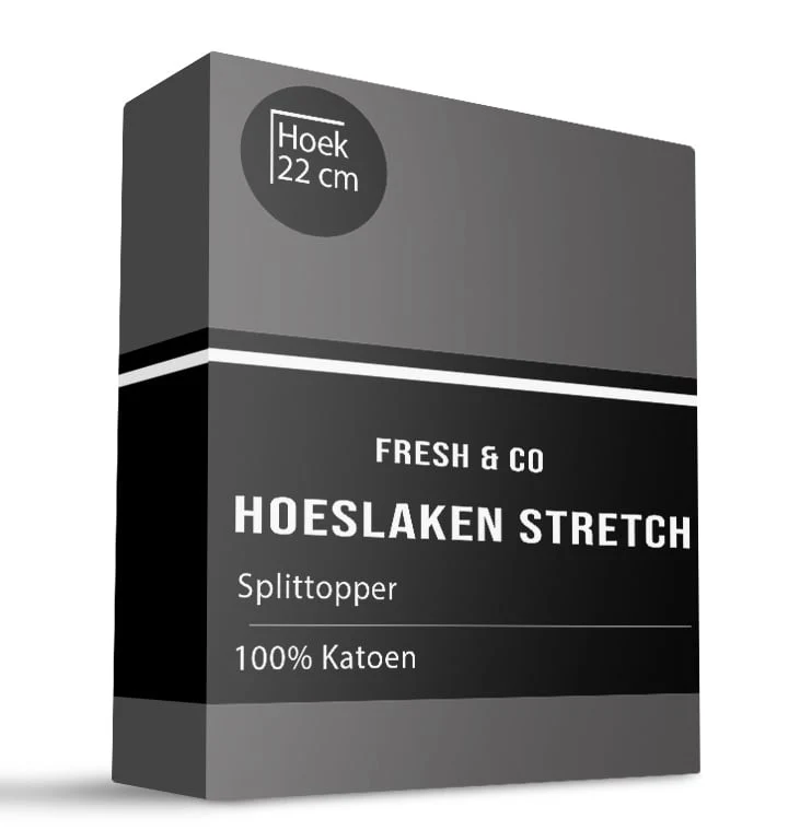 Splittopper Hoeslaken - Katoen Jersey Stretch - Antraciet