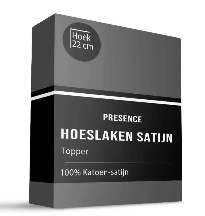 Topper Hoeslaken - Katoen Satijn  - Antraciet