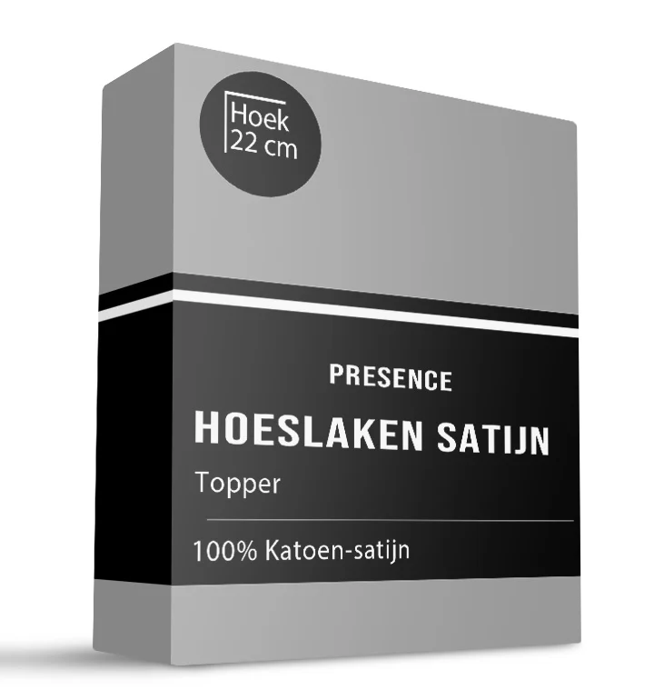 Topper Hoeslaken - Katoen Satijn  - Zilver