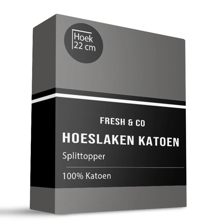 Splittopper Hoeslaken - Katoen - Antraciet