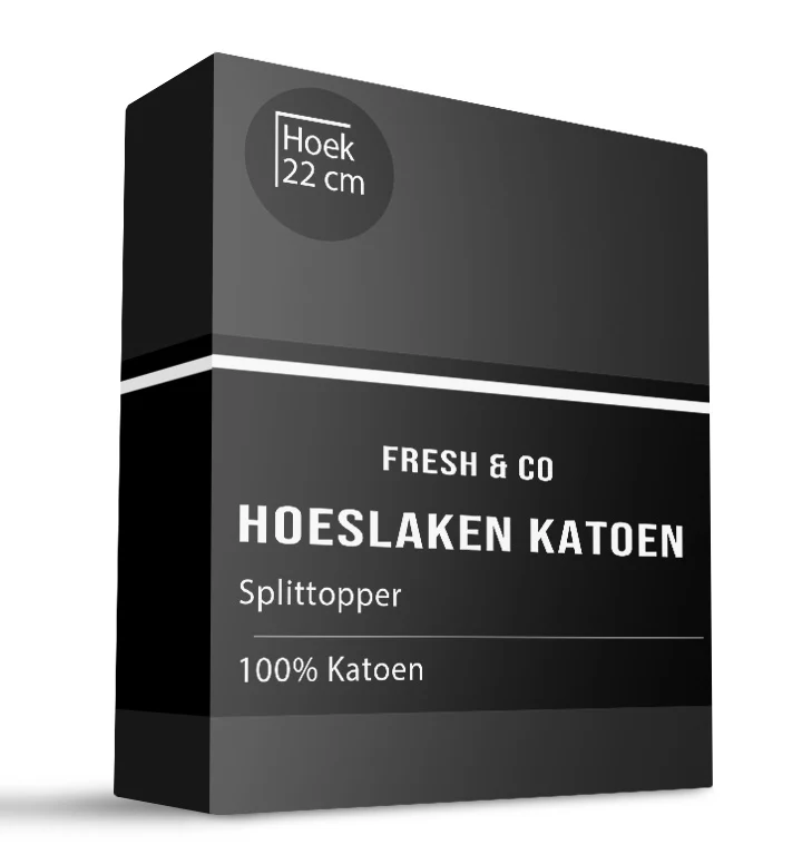 Splittopper Hoeslaken - Katoen - Zwart