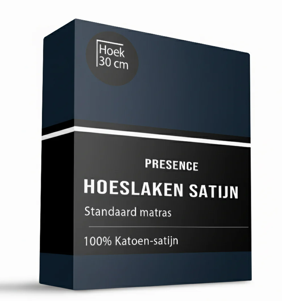 Hoeslaken Katoen Satijn Uni - Navy
