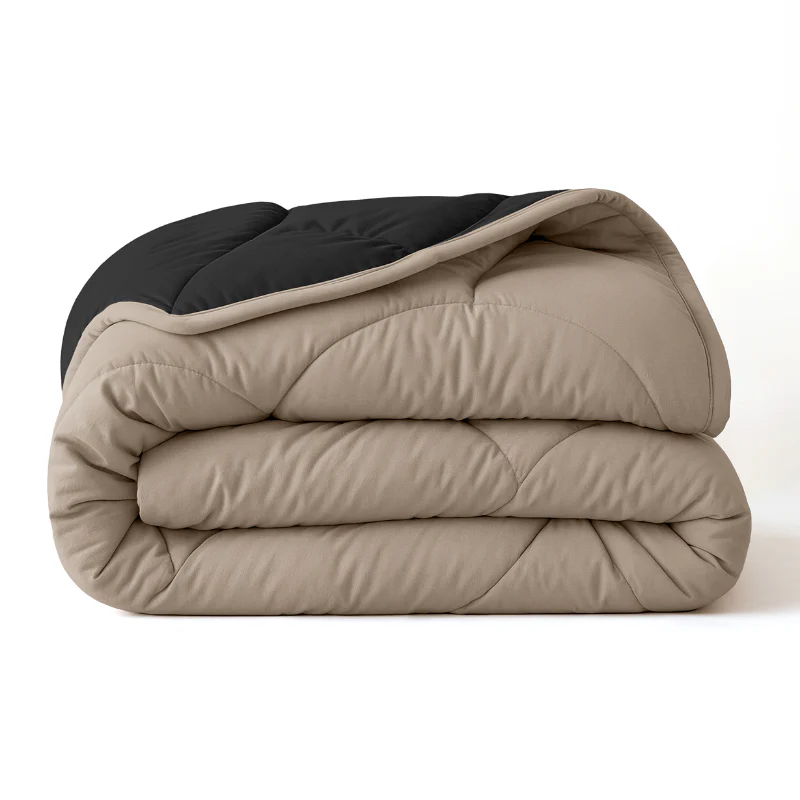Lazy Dekbed Zonder Overtrek - Double Face - Zwart/Taupe