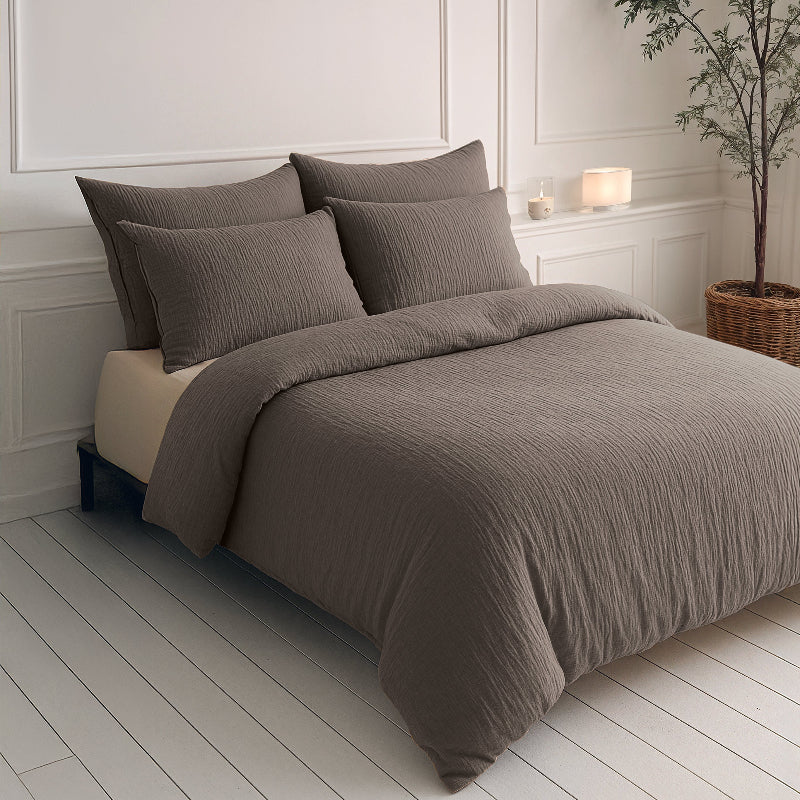Lazy Dekbed Zonder Overtrek - Katoen Mousseline - Donker Taupe - Image 3