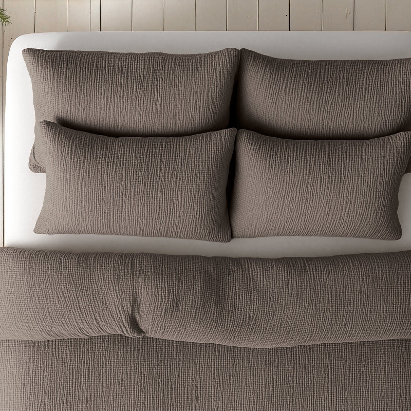 Lazy Dekbed Zonder Overtrek - Katoen Mousseline - Donker Taupe - Image 5