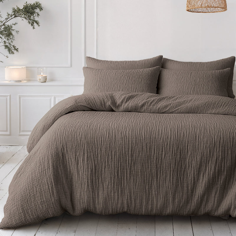 Lazy Dekbed Zonder Overtrek - Katoen Mousseline - Donker Taupe - Image 6