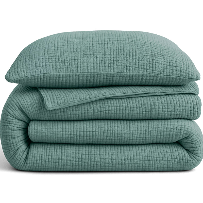 Lazy Dekbed Zonder Overtrek - Katoen Mousseline - Groen - Image 10