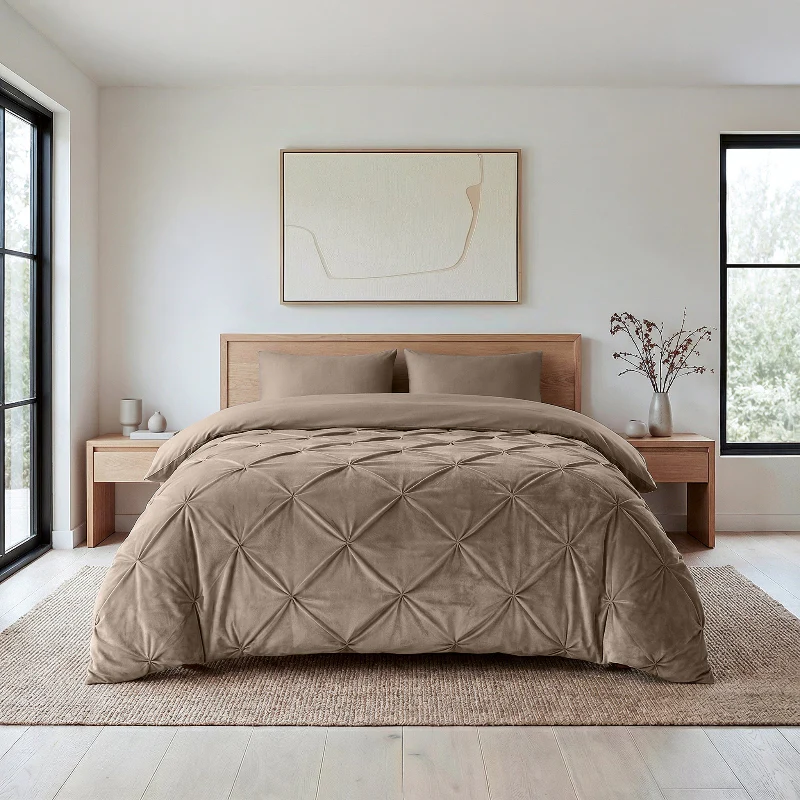 Lazy Dekbed Zonder Overtrek - Velvet Pintuck - Taupe