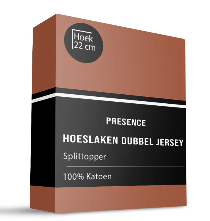 Splittopper Hoeslaken - Katoen Dubbel Jersey - Cognac