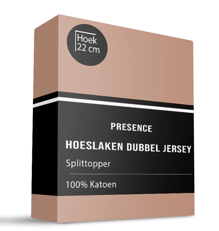 Splittopper Hoeslaken - Katoen Dubbel Jersey - Terra