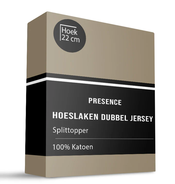 Splittopper Hoeslaken - Katoen Dubbel Jersey - Truffel