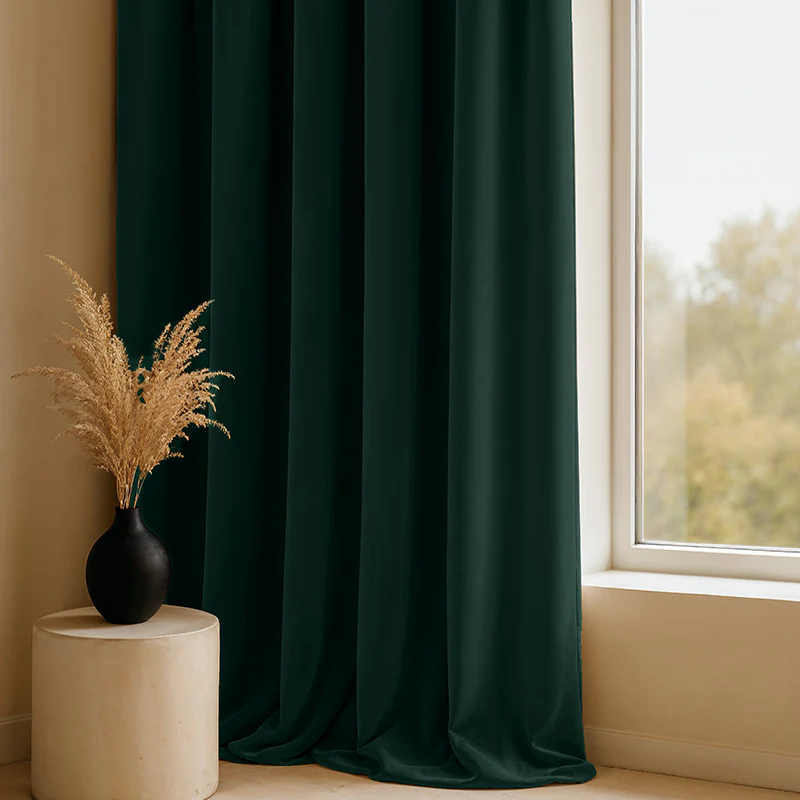 Velvet Gordijnen Verduisterend - Haken of Ringen - Groen - Image 2