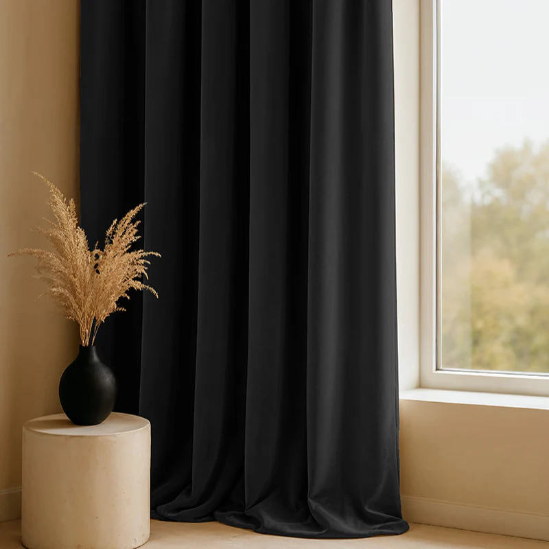 Velvet Gordijnen Verduisterend - Haken of Ringen - Zwart - Image 2