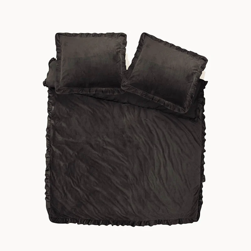 Dekbedovertrek Velvet Ruffles  - Zwart