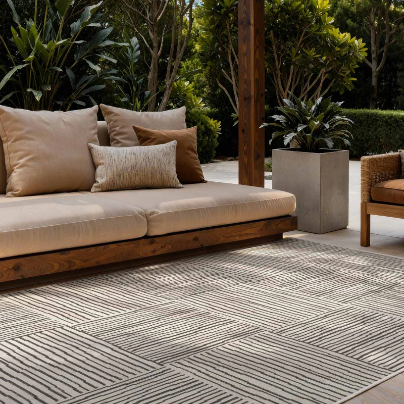 Vloerkleed Nightingale Rechthoekig - Zwart Wit
