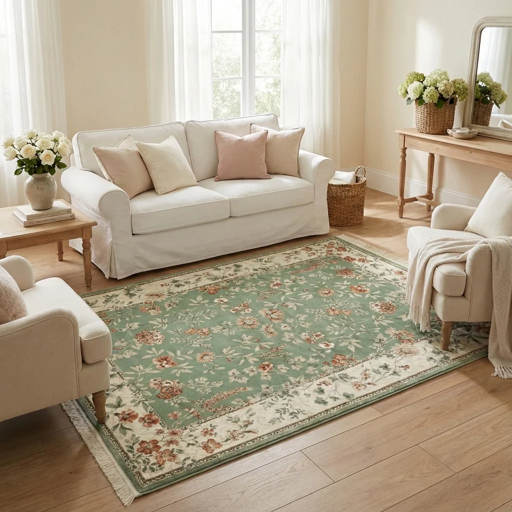 Vloerkleed Oriental Flowers - Groen