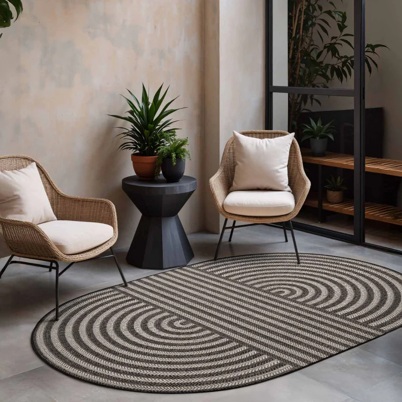 Vloerkleed Woodfield Ovaal - Zwart Wit